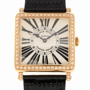 Franck Muller 6002 M B QZ R D 1R (5N) - BLACK STRAP MASTER SQUARE Quartz 18kt Rose Gold & Diamonds 