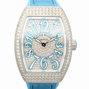 Franck Muller V 32 QZ D CD (AC.BL) VANGUARD Quartz Stainless Steel & Diamonds 