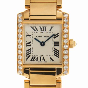Cartier WE1001R8 TANK Quartz 18kt Gold & Diamond 