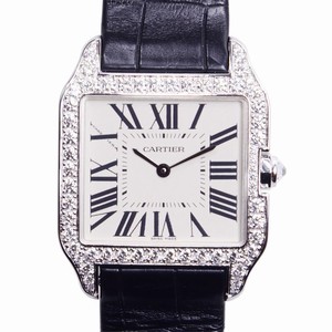 Cartier WH100251 SANTOS Quartz 18kt White Gold & Diamond 