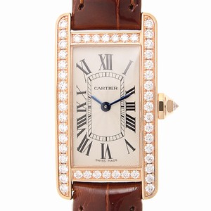 Cartier WJTA0002 TANK Quartz 18kt Rose Gold & Diamonds 
